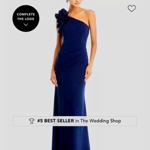 Aqua Blue Asymmetrical Ruffled Gown worn once for 4 hours